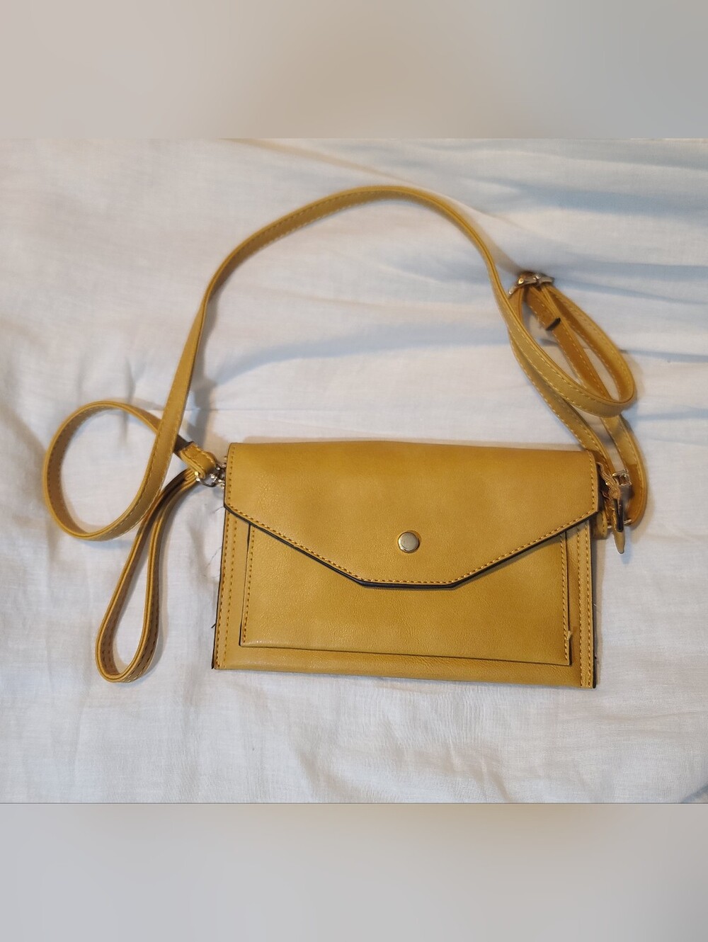 Tan Faux Leather Envelope Purse Shoulder Bag